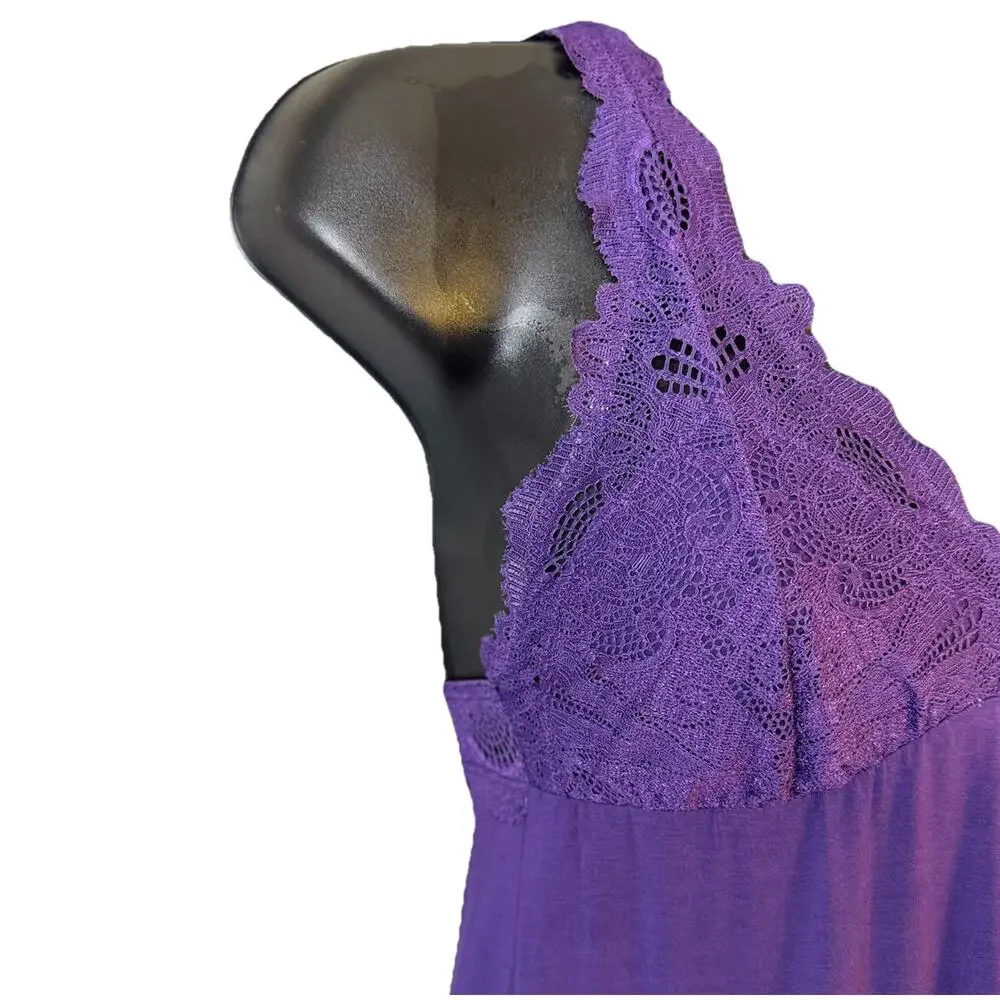 NEW Fleur't Belle Epoque SM Lace Back Stretch Dress Chemise Pinot Purple‎ Fairy